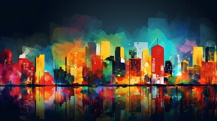Background of city with Vibrant Clashing Colors.