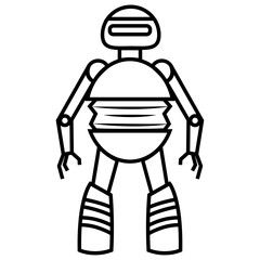 Outline of an isolated robot toy icon Vector