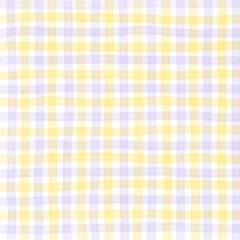 Yellow Purple Gingham Check Hand Drawn Background