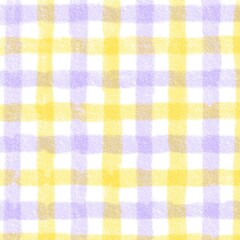 Yellow Purple Gingham Check Hand Drawn Background