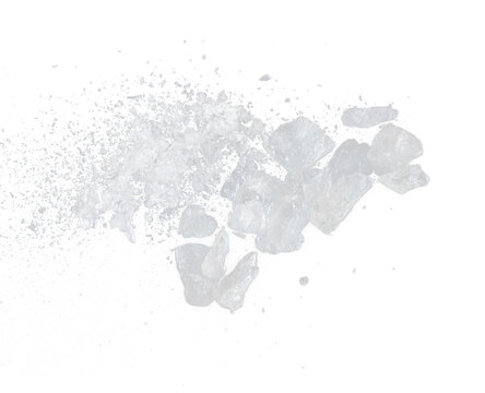 Ice Cubes explosion flying, crystal clear ice wave floating, fall down in air. Ice Brick crack cube is frozen water healthy thirsty. Black background Isolated high speed shutter, freeze stop motion