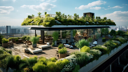  rooftop gardens visuals, urban green spaces artwork, green roof design concept, urban sustainability illustration, rooftop farming imagery