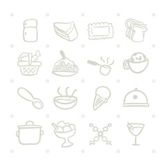 Hand Drawn Minimalist Food Icons, Preparation Of Ingredients For Cooking Line Art, Food Icon Elements