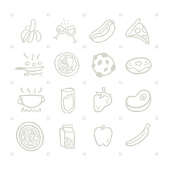 Hand Drawn Minimalist Food Icons, Preparation Of Ingredients For Cooking Line Art, Food Icon Elements