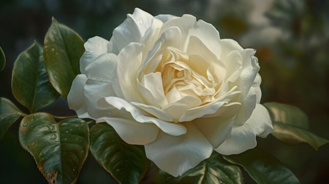 The white Rose,  A Masterpiece of Realistic Photography and Octane Rendering, Capturing Intricate Details and Rich Colors. Generative AI