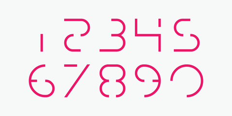 Number line set vector font alphabet, modern dynamic flat design with brilliant colorful for your unique elements design.