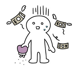 お金が無くなってショックな棒人間, イラスト