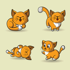 set of funny cartoon cats