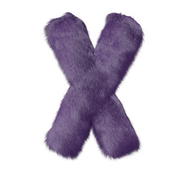 Symbol made of purple fur. letter x