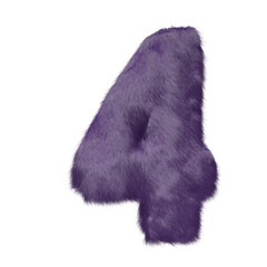 Symbol made of purple fur. number 4