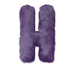 Symbol made of purple fur. letter h