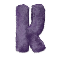 Symbol made of purple fur. letter k