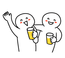 棒人間　友達と楽しく飲み会
