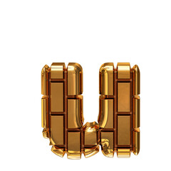 Symbol made of gold vertical bricks. letter u © oleg