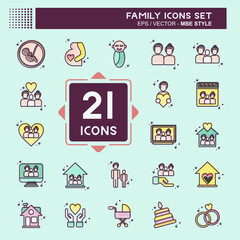 Icon Set Family. related to Love symbol. simple design editable. simple illustration
