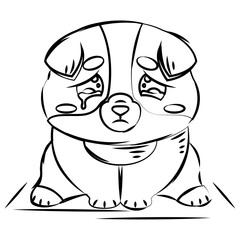 Isolated cute sketch of a crying dog character Vector