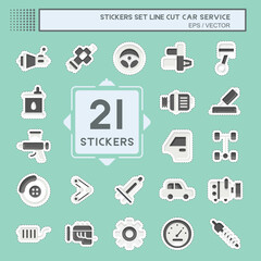 Sticker line cut Set Car Service. related to Car Service symbol. repairin. engine. simple illustration