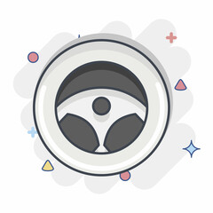 Icon Steering. related to Car Service symbol. Comic Style. repairin. engine. simple illustration