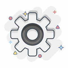 Icon Gear. related to Car Service symbol. Comic Style. repairin. engine. simple illustration