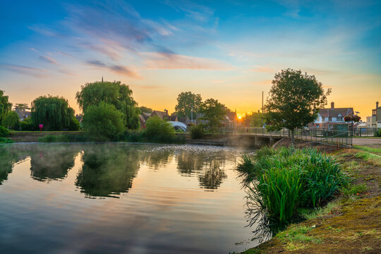 Godmanchester Recreation Ground and River Great Ouse at sunrise