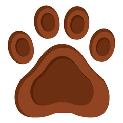 Isolated colored layered dog paw icon Vector