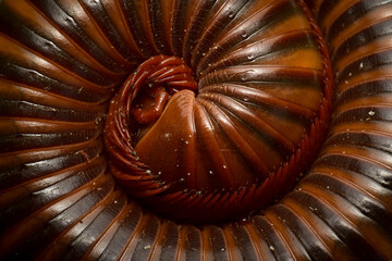 Close-up of a multi-legged millipede