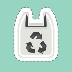 Sticker line cut Recycled Plastic Bag. related to Environment symbol. simple illustration. conservation. earth. clean