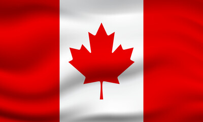 illustration of canada flag 3d  waving banner background