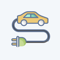 Icon Electric Car. related to Environment symbol. doodle style. simple illustration. conservation. earth. clean