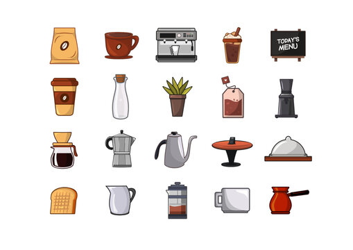 Illustration of Coffee Shop Collection. Coffee Shop Illustration Pack. Set of Coffee Shop Illustration 