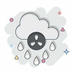 Icon Acid Rain. related to Environment symbol. Comic Style. simple illustration. conservation. earth. clean