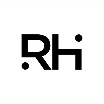 Initial letter H, R, HR or RH overlapping, interlock, monogram logo, black color on white background