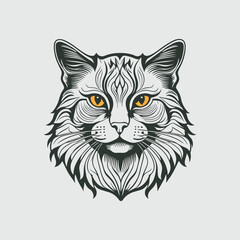 head cat illustration logo design