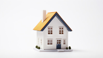 miniature house on white background. saving money and property investment concept