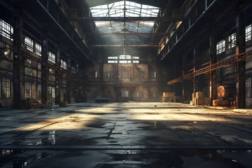 Zelfklevend Fotobehang Interior of an old empty warehouse © arhendrix