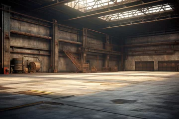 Fotobehang Interior of an old empty warehouse © arhendrix