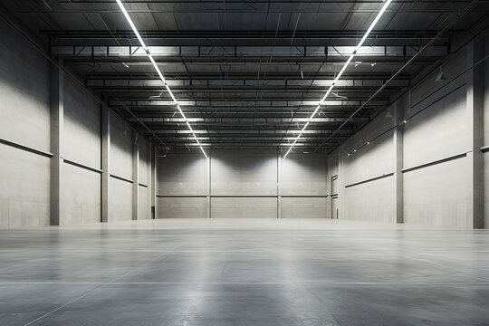 Interior of empty and clean modern warehouse © arhendrix