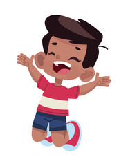 jumping smiling cute boy, icon