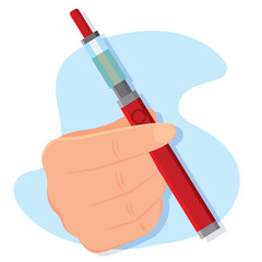 Isolated hand holding an e-cigarette Vector