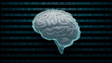 Artificial Intelligence Digital Brain Concept background, 3d rendering