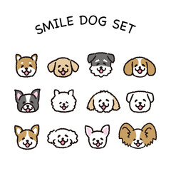 色々な種類の犬の笑顔アイコン