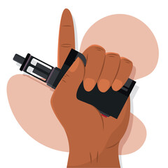 Isolated hand holding an e-cigarette Vector
