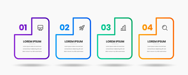 Vector Business Infographic Presentation Template with Abstract Design, 4 Numbers and Icons
