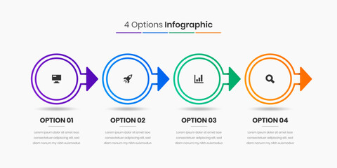 Vector Business Infographic Presentation Template with Abstract Design, 4 Options and Icons
