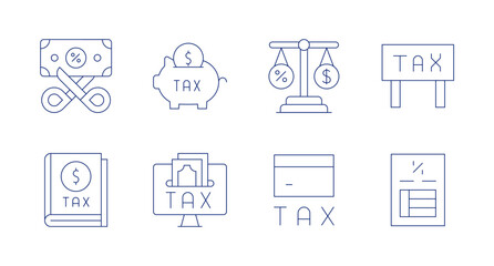 Fototapeta na wymiar Tax icons. editable stroke. Containing savings, online payment, tax, credit card, balance.