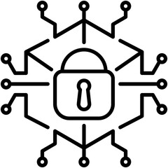 Cyber Security Icon. Secure Digital Network Symbol Stock Illustration. Vector Line Icons For UI Web Design And Presentation