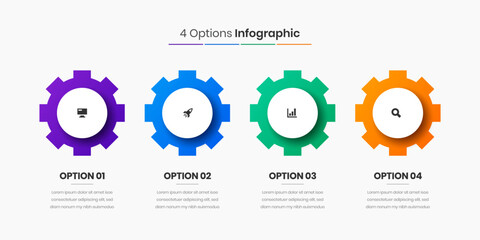 Vector Business Infographic Presentation Template with Abstract Design, 4 Options and Icons