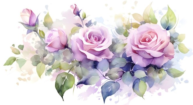 Watercolor flowers for design card, postcard, textile, flyer