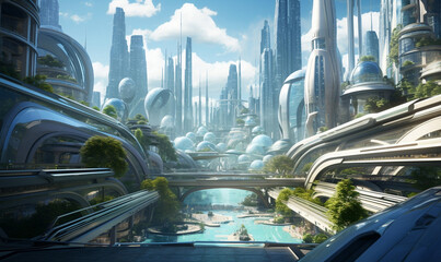 Fototapeta na wymiar Design future illustration background building city
