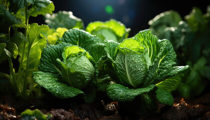 spoiled geminating cabbage, low angle shot, sharp and clear focus.